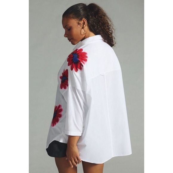 New Anthropologie X Maeve Embroidered Floral Blouse Size Xs/S - Picture 8 of 13